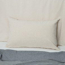 디자인타임 멜란지린넨 오트밀 베개커버, 오트밀스몰스트라이프