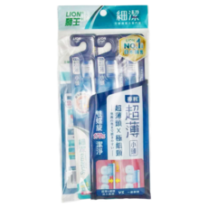 LION 獅王 Systema 細潔 超薄小頭牙刷, 日本專利超薄刷頭, 極細刷頸, 3入, 3支, 1組
