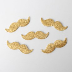 패션포인트 미니 자수 와펜 콧수염 51 x 16 mm, 골드, 5개