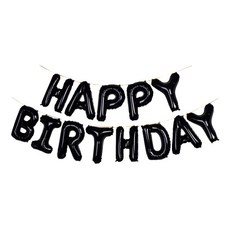 파티팡 HAPPY BIRTHDAY 은박 풍선세트, 블랙, 1세트