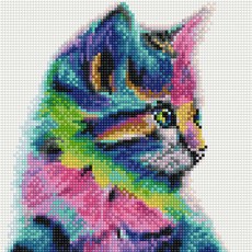 아트조이 DIY 보석십자수 캔버스형 25 x 25 cm, 레인보우 고양이, 1세트