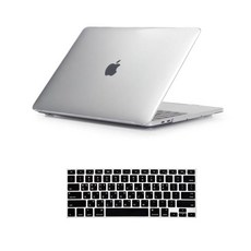 뉴비아 맥북용 키스킨 블랙 + 크리스탈 하드케이스 투명 맥북에어13 A1466, 혼합 색상, 1세트