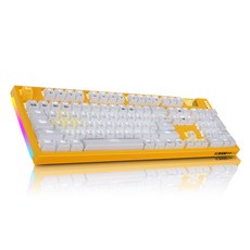 앱코 HACKER ARC 프리미엄 카일광축 방수 크리스탈 키캡 LED 게이밍 클릭 기계식키보드, K9100, 옐로우,