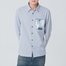 마인드브릿지 남성용 순면도비 스트라이프 프린트 세미오버셔츠 MSWS6106