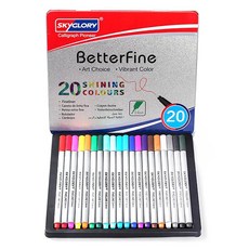 스카이글로리 Better 파인라이너 20색 shining 컬러 세트 틴케이스, 혼합 색상, 1세트
