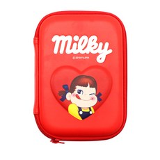 페코짱 하드탑 파우치 필통 미디엄, 윙크레드, 1개