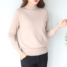 플레이팝 여성용 답답함없는 베이직 반목폴라 니트티셔츠