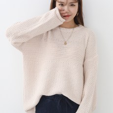 빼빼 여성용 말림디테일 루즈핏 라운드 니트티셔츠
