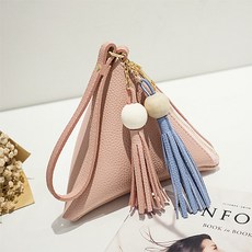 테슬 포인트 삼각 가죽 미니 가방 토트백