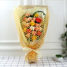 리피에노 조화 러브스토리 꽃다발 + 비닐가방, 오렌지
