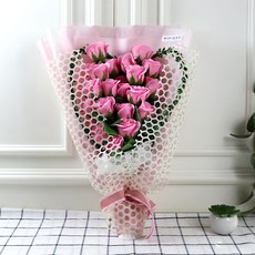 리피에노 조화 러브스토리 꽃다발 + 비닐가방, 핑크