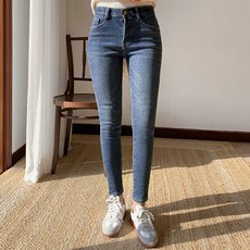 여성용 융기모 데님 스키니