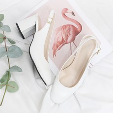 슈벨 둥근코 슬링백 샌들 힐 구두 밀런 8cm