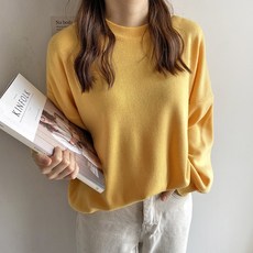 여성용 러블리 박시 라운드 니트