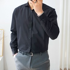더클래식 남성용 베이직 와이드 카라 셔츠