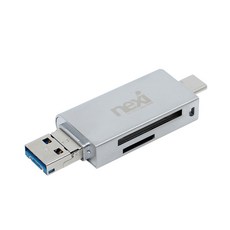 넥시 USB3.0 C타입 마이크로5핀 OTG 멀티 카드리더기, NX-3IN1CRS, 실버