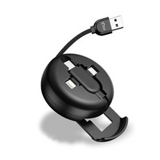 Xtra 3in1 릴타입 USB 케이블, 블랙, 1개, 1m