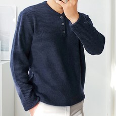 더클래식 남성용 봄 하찌 단추 헨리넥 니트 스웨터