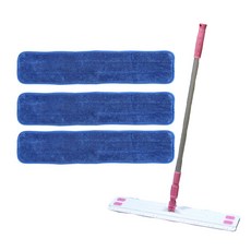 에이클린 밀대 청소기 화이트 + 핑크 대형 60cm + 고급 루프 패드 블루 3p 세트, 1세트