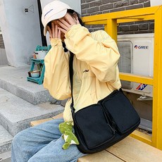 지니얼 투포켓 크로스 숄더 캔버스 에코백 GA2252