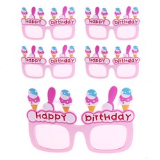 아이스크림 생일 안경, 핑크, 5개