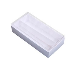 투명 PET 마카롱 상자 대 22 × 10.3 × 5.3 cm + 칸막이 세트, 화이트, 5세트