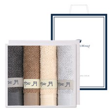 송월타월 뉴명품 수건 195g 뱀부얀 + 면사 4p + 쇼핑백 선물세트, 랜덤발송, 1세트