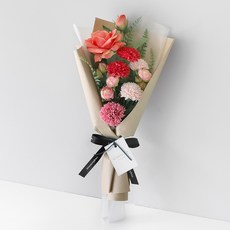 블루밍앤미 조화 로즈 카네이션 트로피칼 크라프트 꽃다발, 혼합색상