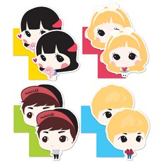 더오픈하우스 미니돌 왕편선지 4종 46-0077, 옐로우, 레드, 그린, 블루, 2세트