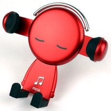 뮤즈 송풍구 중력식 노터치 차량용 휴대폰 거치대, 1개, 빨강