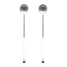 보겐 국산 스퀘어 투톤 샤틴 롱스푼 LS, 화이트, 2개