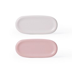 보울보울 레트로라인 수저받침, 밀크화이트, 파우더핑크, 2개
