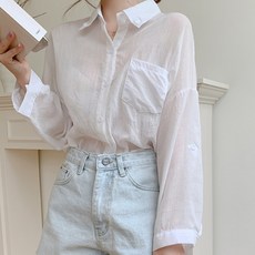 여성용 데일리 카라 린넨 셔츠