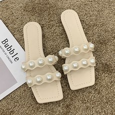 마켓에이 웨이브 더블 진주라인 플랫 슬리퍼