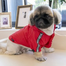 퍼피아 반려동물 소형견 대형견 빛반사 아웃도어 방수 우비 레인코트, 레드