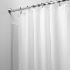 호텔식 라인 고급 솔리드 섬유 욕실 샤워 커튼 화이트 150 x 180 cm + 커튼링 세트, 1세트