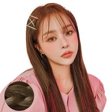 여자 인모 슬림 12피스 밀착스킨 스트레이트 셀프 붙임머리 45cm, 내츄럴브라운, 1개