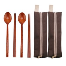 블룸엣홈 옻칠 도시락 수저 세트 대, 브라운, 2세트