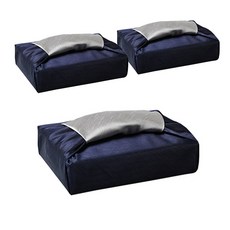 Tongshop 絲綢雙層禮品包袱布 70*70cm, 深海軍藍 + 象牙色 (105), 3個