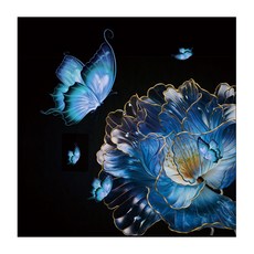 케이엠엘리 3D 나비와 꽃 원형 보석십자수 DIY 키트 30 x 30 cm, 혼합색상, 1세트