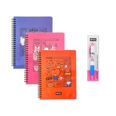 BT21 에폭 PP 커버 노트 3종 + 오레누 샤프 세트, 노트(쿠키, 망, 타타), 샤프(쿠키), 1세트
