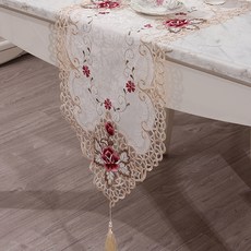 알럽홈 클래식 플라워패턴 테이블러너 1017, 레드, 40 x 250 cm