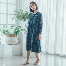 씨엘스토리 여성용 체크 라운드 원피스잠옷
