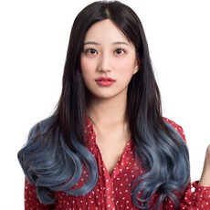 준 투컬러 웨이브 1피스 붙임머리 50cm 190g, 블랙 + 애쉬블루, 1개