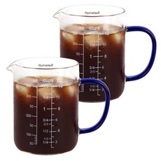 레벤호프 핸들 내열유리 계량컵 2p, 블루, 350ml