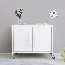 마켓비 PIDOR 캐비넷 이동형 양문 수납장 600490, 화이트