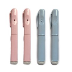  트래블이지 휴대용 올인원 치약 칫솔 핑크 2p 블루 2p세트 1세트 