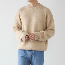 제제 남성용 알파카 두툼한 라운드 니트