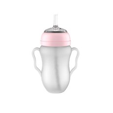 프띠아띠 실리콘 손잡이 유아 빨대컵 260ml, 핑크, 1개