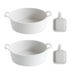 푸코 그릴 전자레인지 플레이트 세트 화이트, 1세트, 원형다용도볼 2p + 팬소스볼 2p